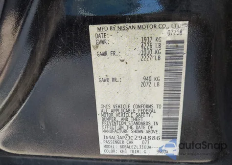 2018 Nissan Altima 2.5 S from USA, damaged, VIN 1N4AL3AP2JC294886